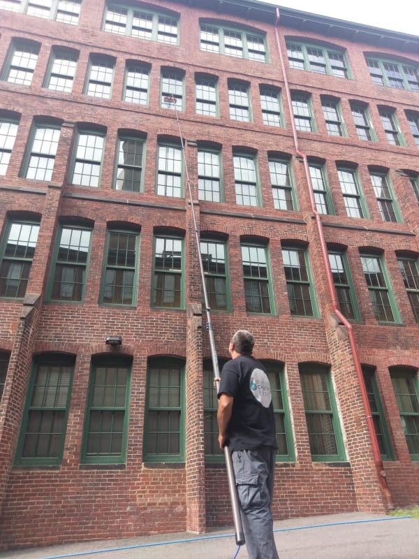 Window cleaning using water purification system Window Cleaning Boston